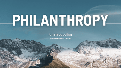 Philanthropy: An Introduction